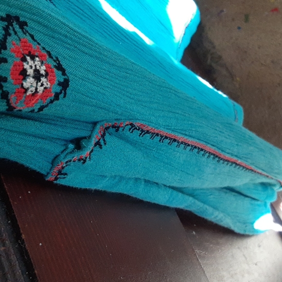 Sundance sz M pit 19 inches maxi dress with embroidery sea foam green color - Picture 7 of 11